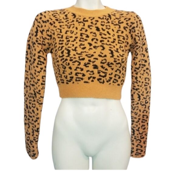 SWEATER SALE 3/$30 dee elly Cheetah Print Cropped Sweater Size S - Picture 1 of 5